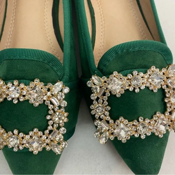 BEAUTIFUL SUEDE FLATS WITH BLING    NEW IN BOX - Picture 5 of 11